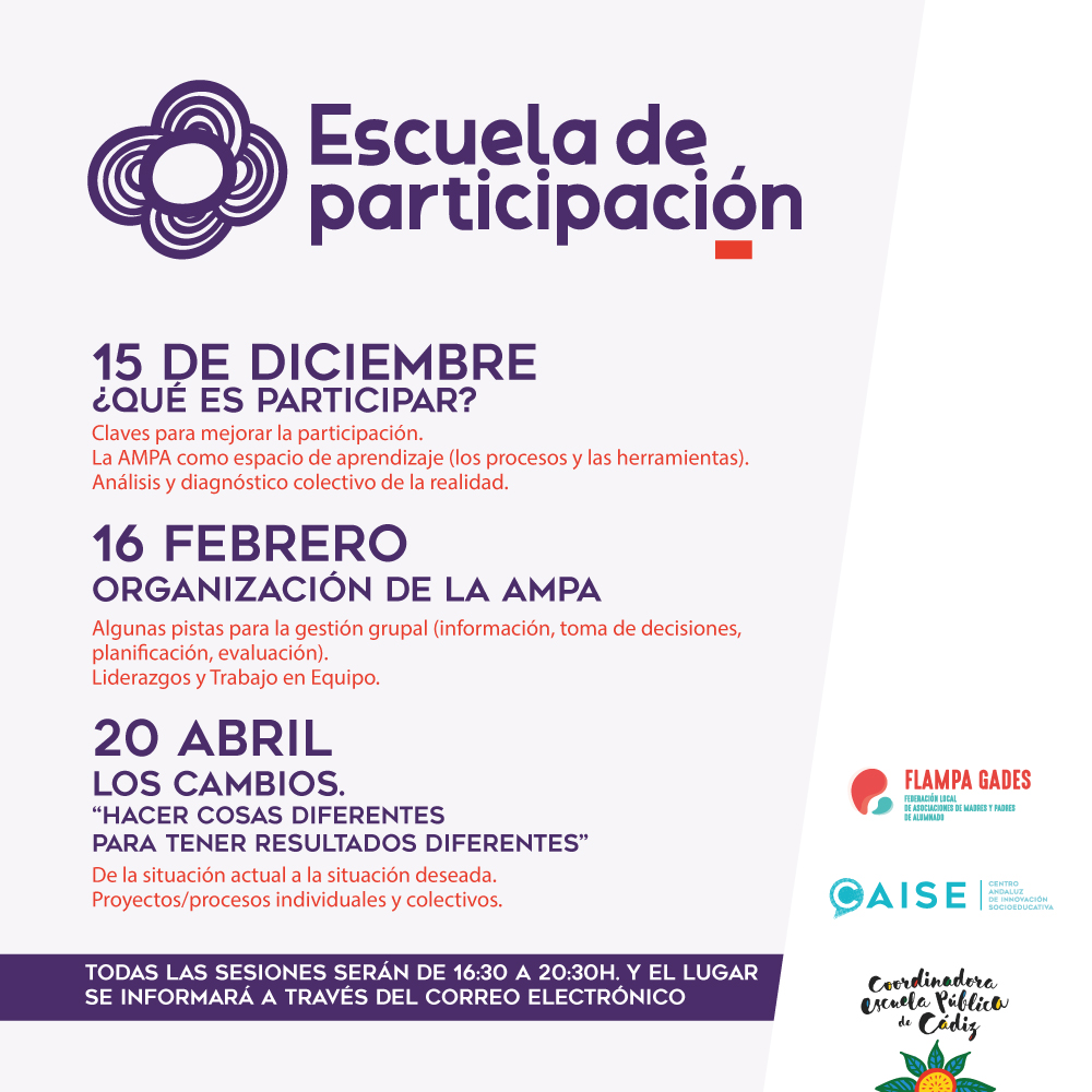 CAISE Centro Andaluz de Innovación SocioEducativa, Federación de AMPA de Cádiz FLAMPA GADES